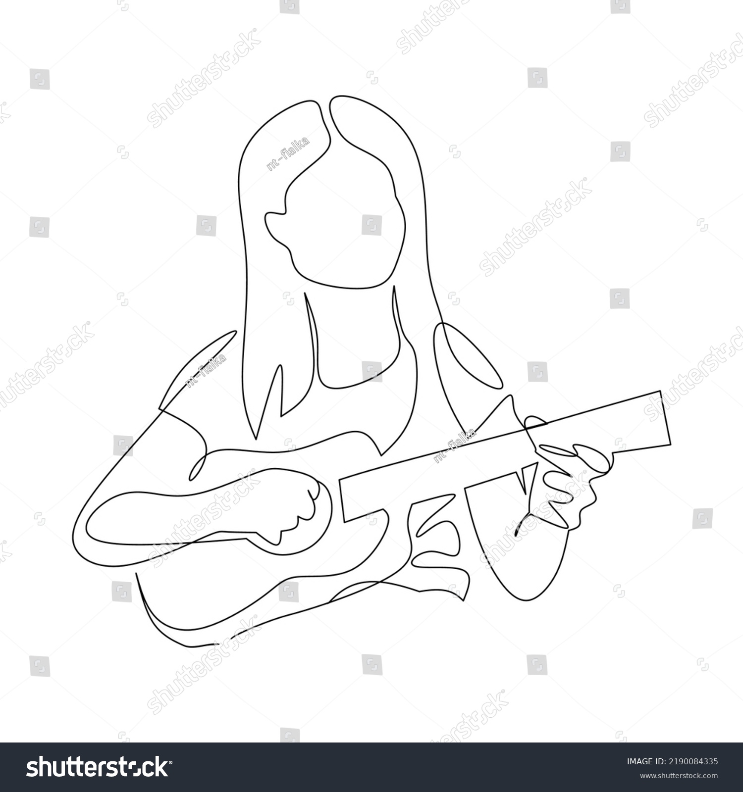 Musician Vector Illustration Drawn Line Art Stock Vector (Royalty Free ...