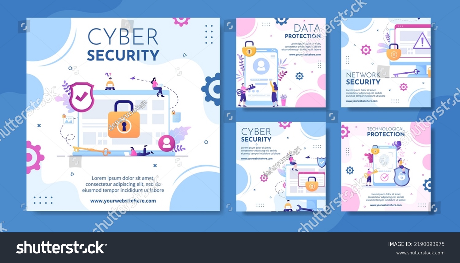 Cyber Security Social Media Post Template Stock Vector (Royalty Free ...