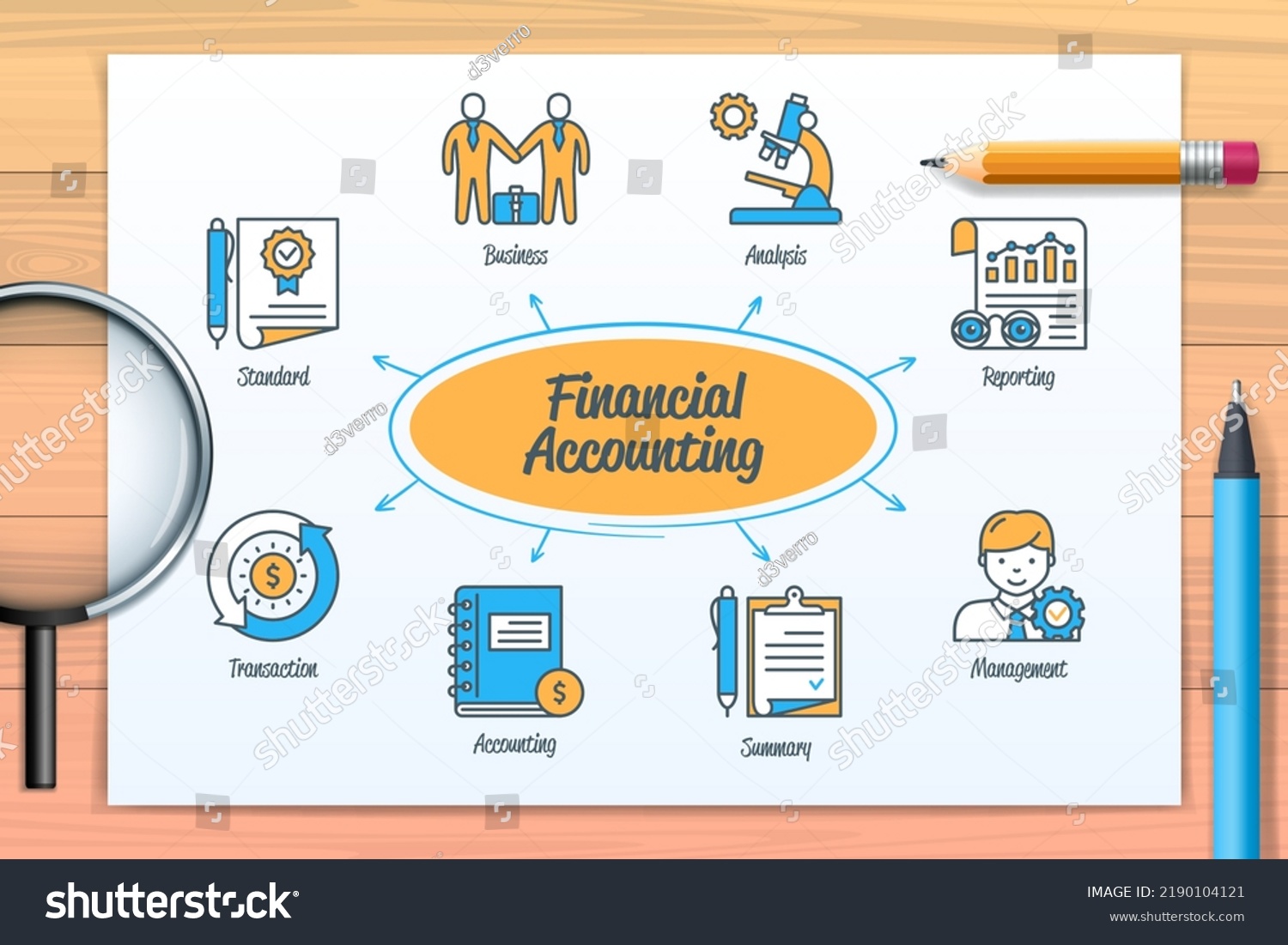 Financial Accounting Chart Icons Keywords Accounting Stock Vector ...