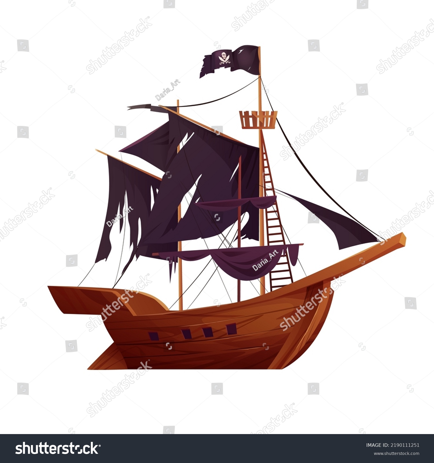 Pirate Ship Cartoon Vector Illustration Stock Vector (Royalty Free ...