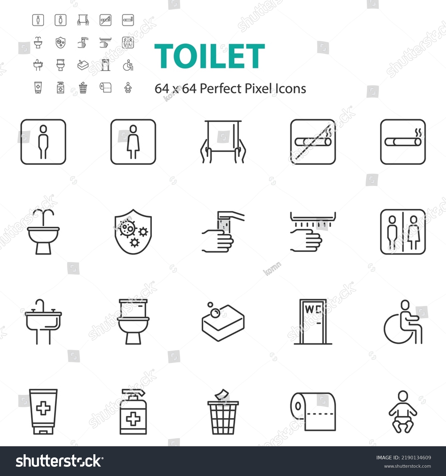 Set Toilet Line Icons Bathroom Wc Stock Vector (Royalty Free ...