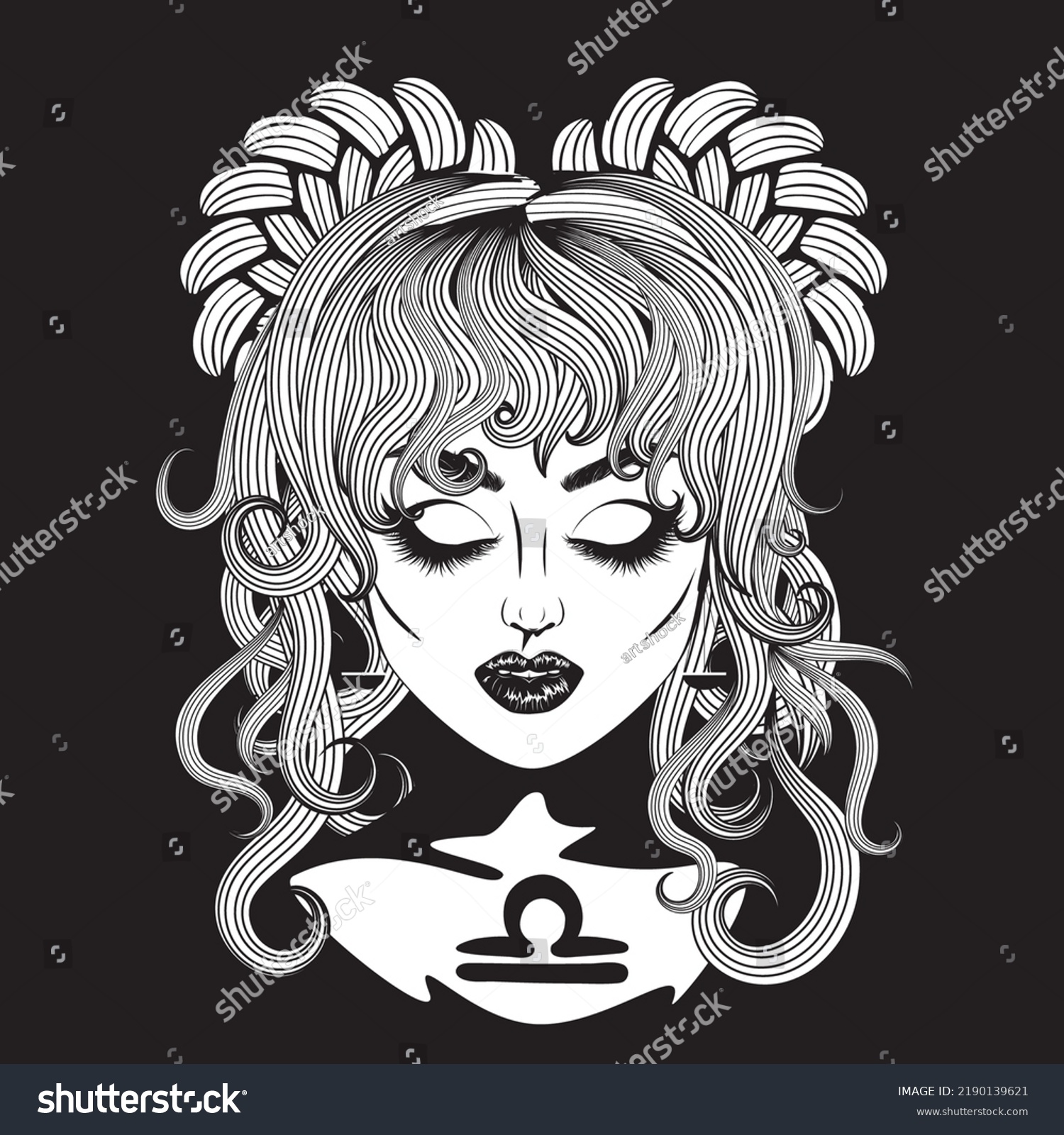 Abstract Fantasy Libra Girl Zodiac Sign Stock Vector (Royalty Free ...