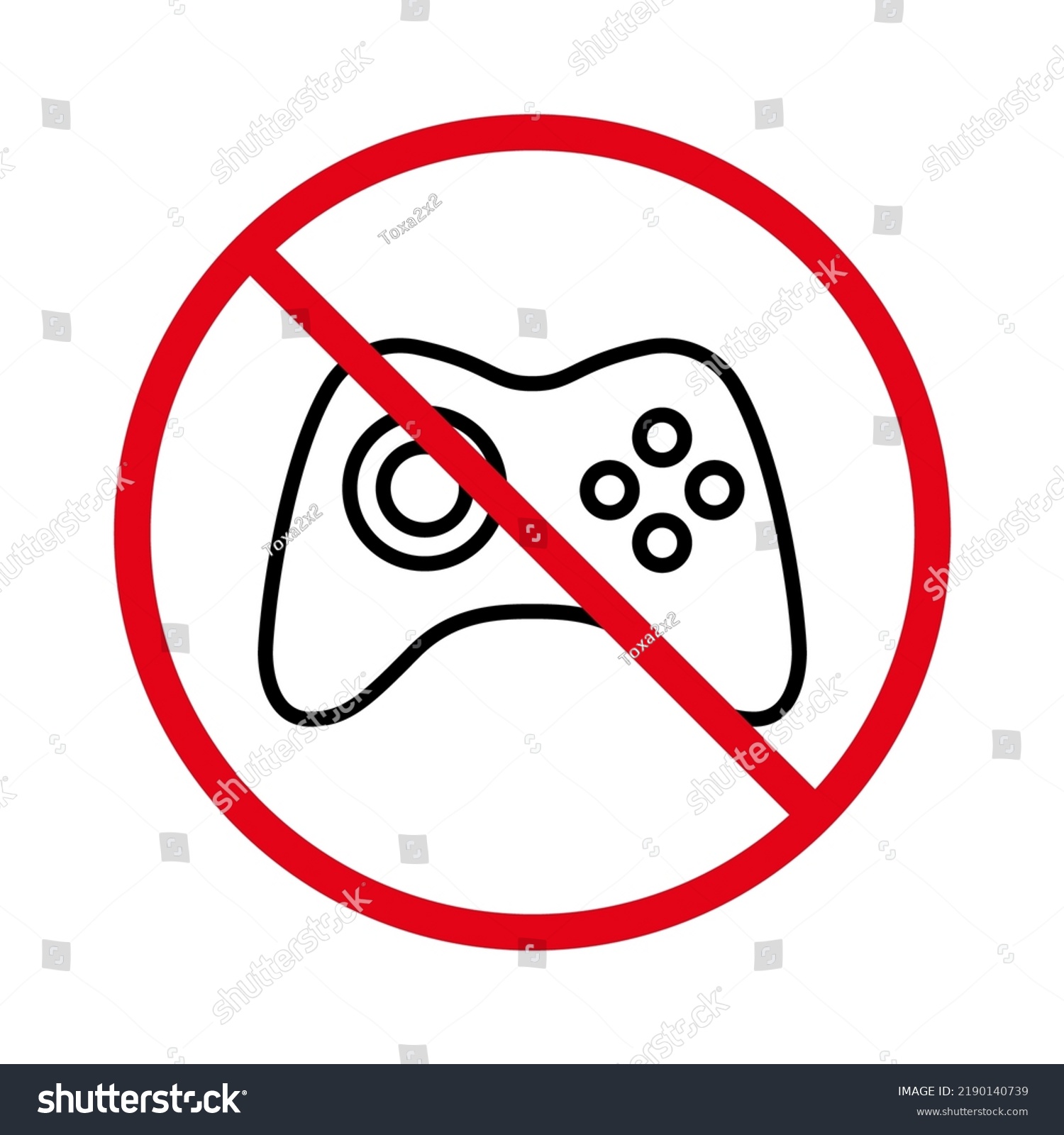 No Allowed Gamepad Control Sign Prohibited Stock Vector (Royalty Free ...