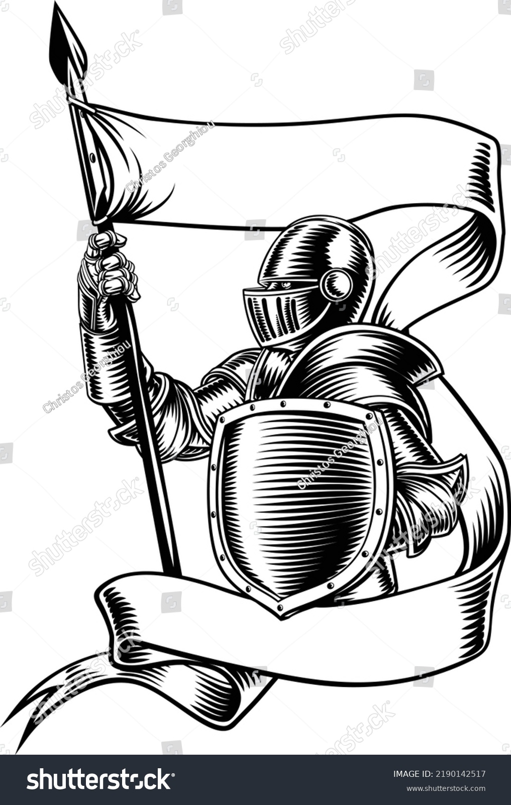 Original Illustration Medieval Knight Banner Battle Stock Vector ...