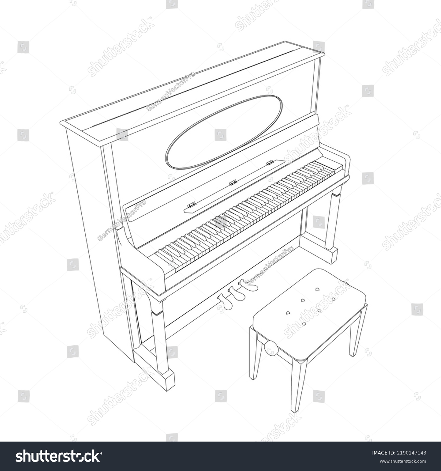 Outline Piano Chair Black Lines Isolated Stock Vector (Royalty Free