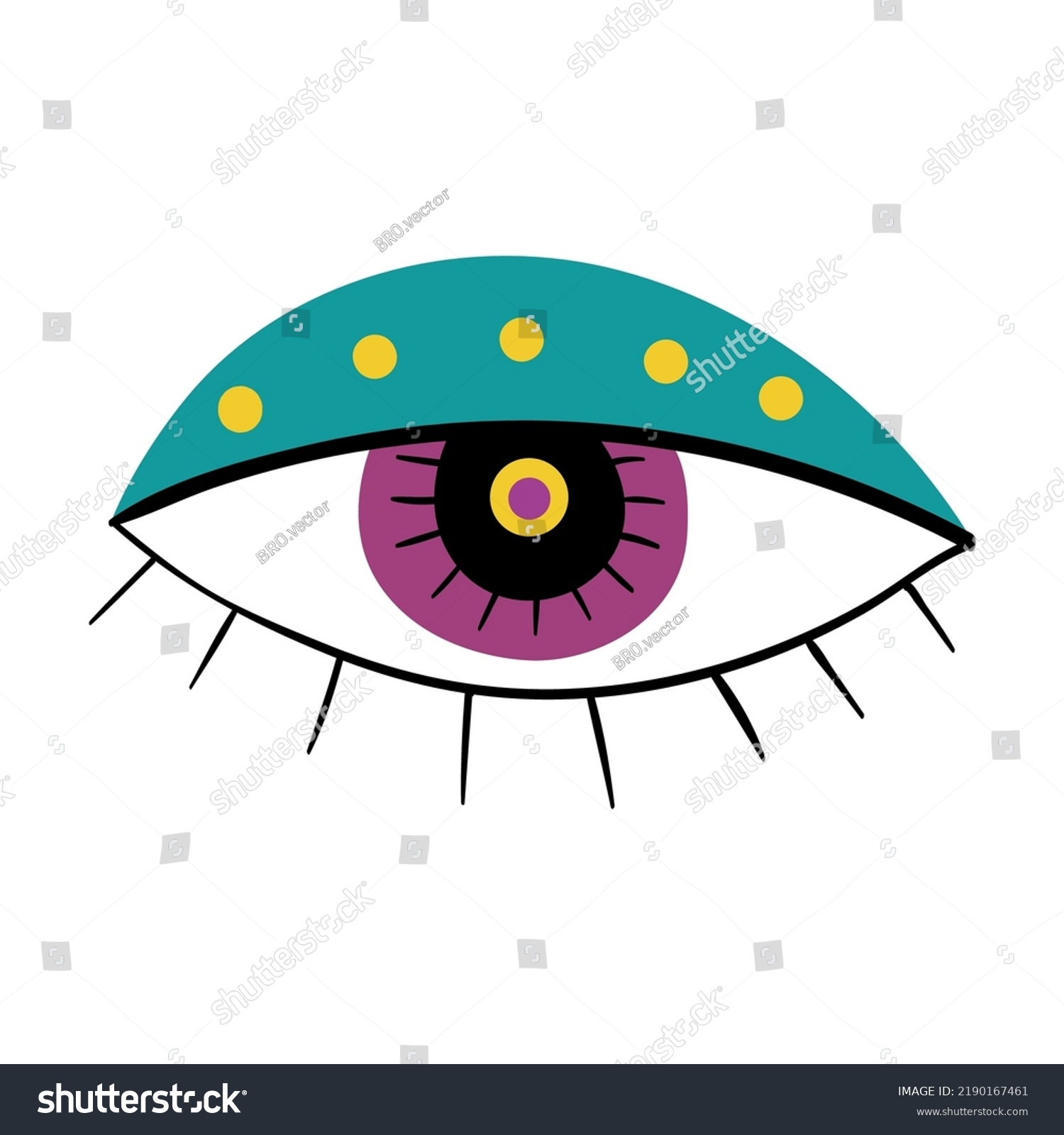 Hand Drawn Magic Eye Flat Icon Stock Vector Royalty Free 2190167461