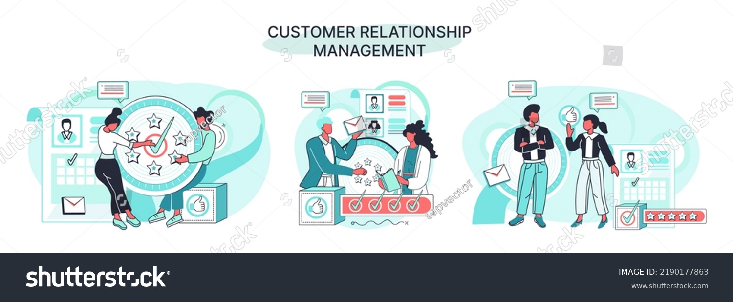 Crm Metaphor Customer Relationship Management Application Stock Vector ...