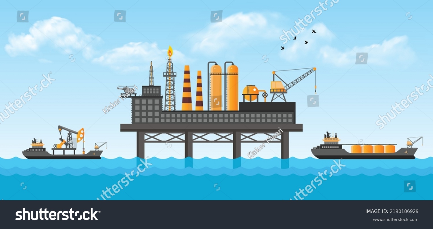 Illustration Oil Gas Industry Concept Poster Stock Vector (Royalty Free ...