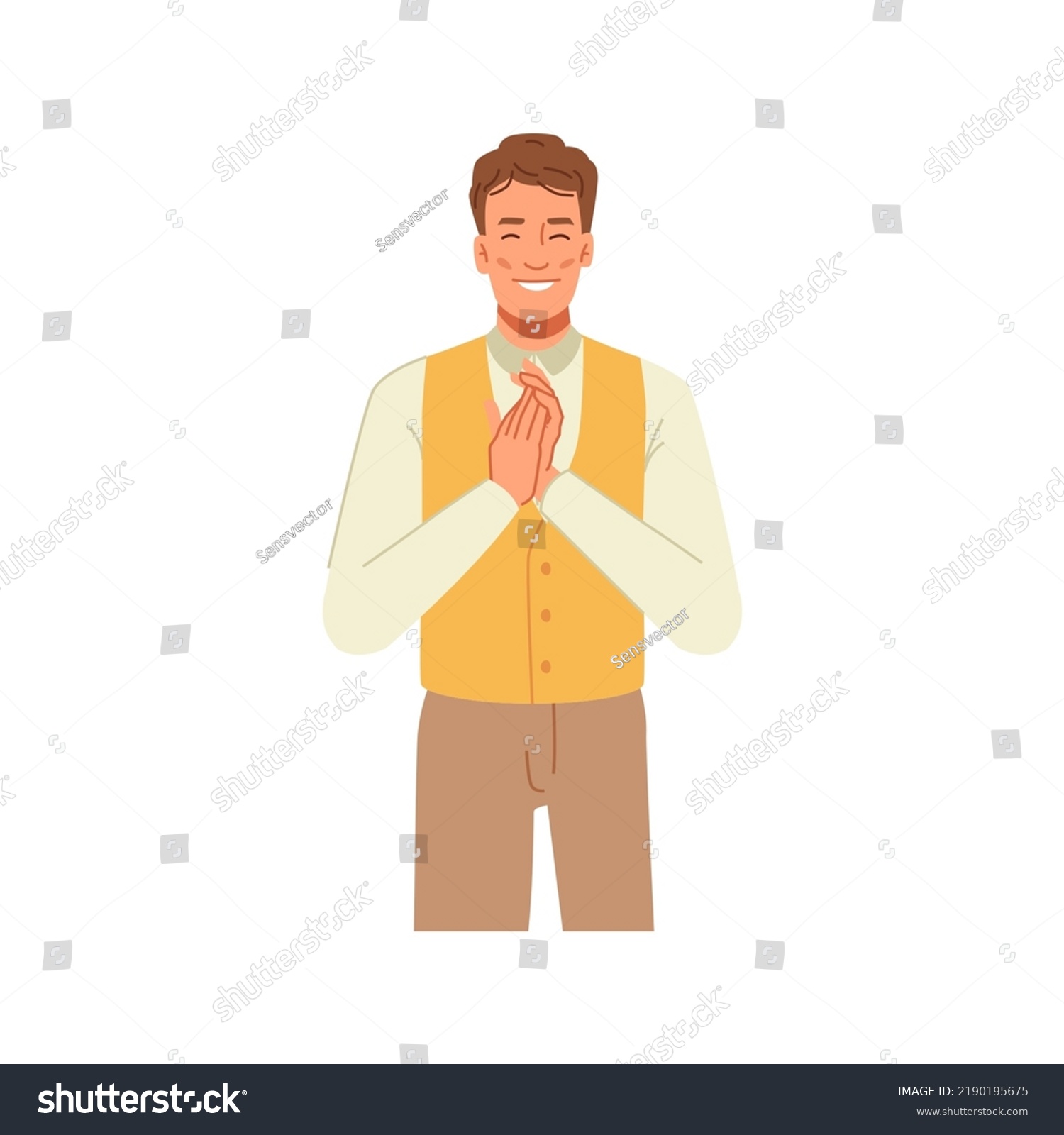 Male Office Worker Clapping Applauding Vector Stock Vector (royalty 