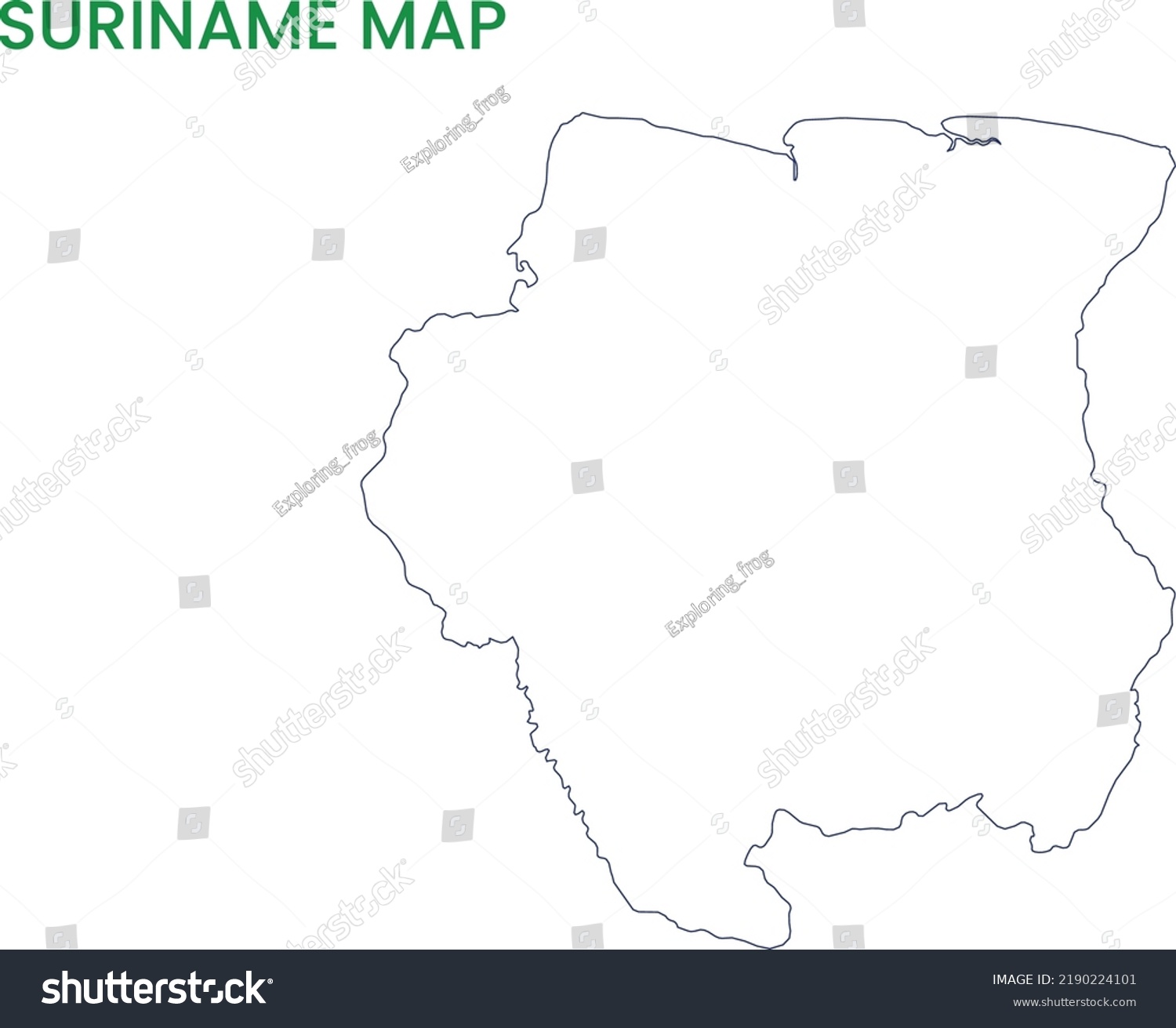 High Detailed Map Suriname National Map Stock Vector Royalty Free   Stock Vector High Detailed Map Of Suriname National Map Of Suriname 2190224101 