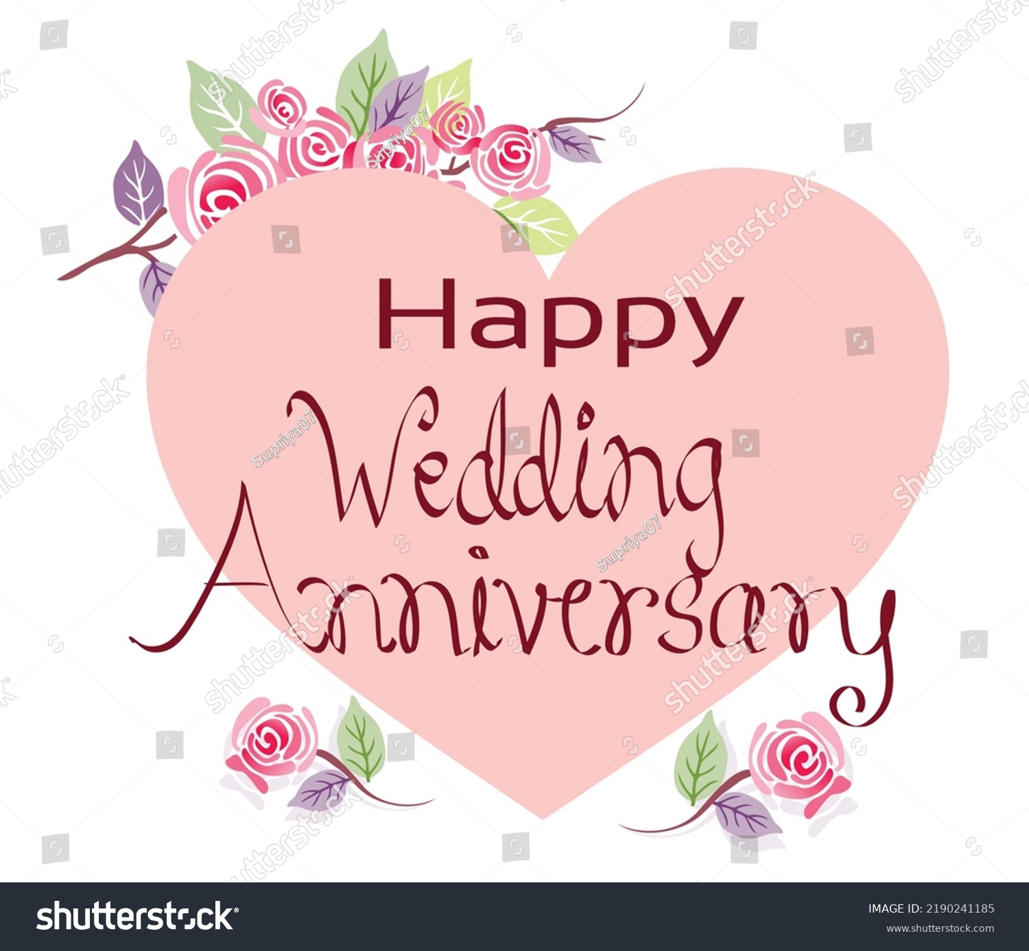 Happy Wedding Anniversary Greeting Card Design Stock Vector (Royalty ...