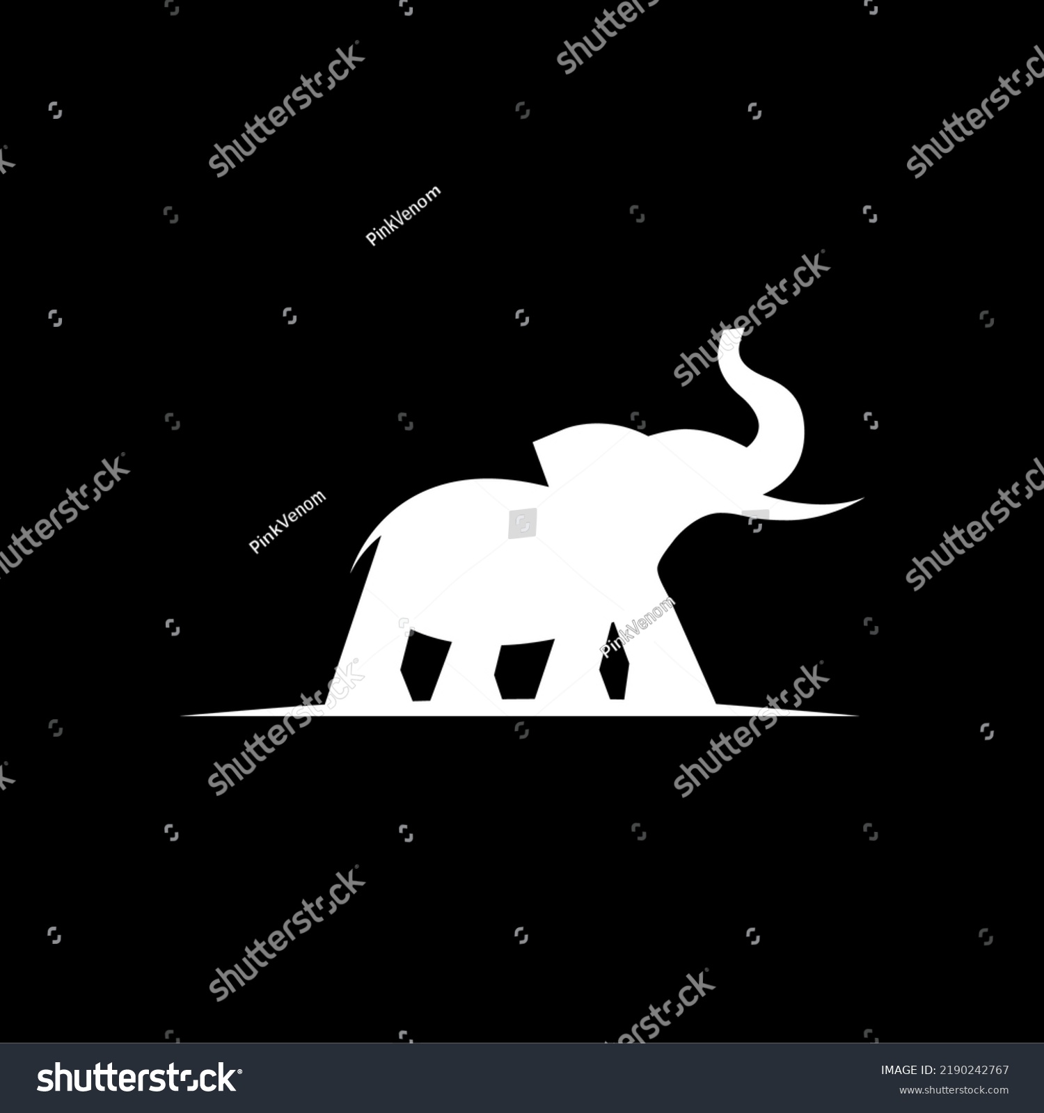 Elephant Black White Silhouette Isolated On Stock Vector (Royalty Free ...