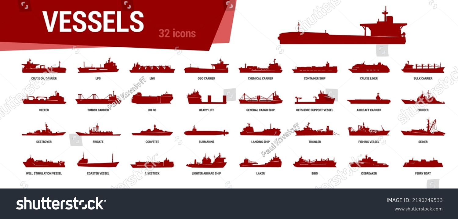 Ships Icon Set Simple Silhouettes Diferent Stock Vector (royalty Free 