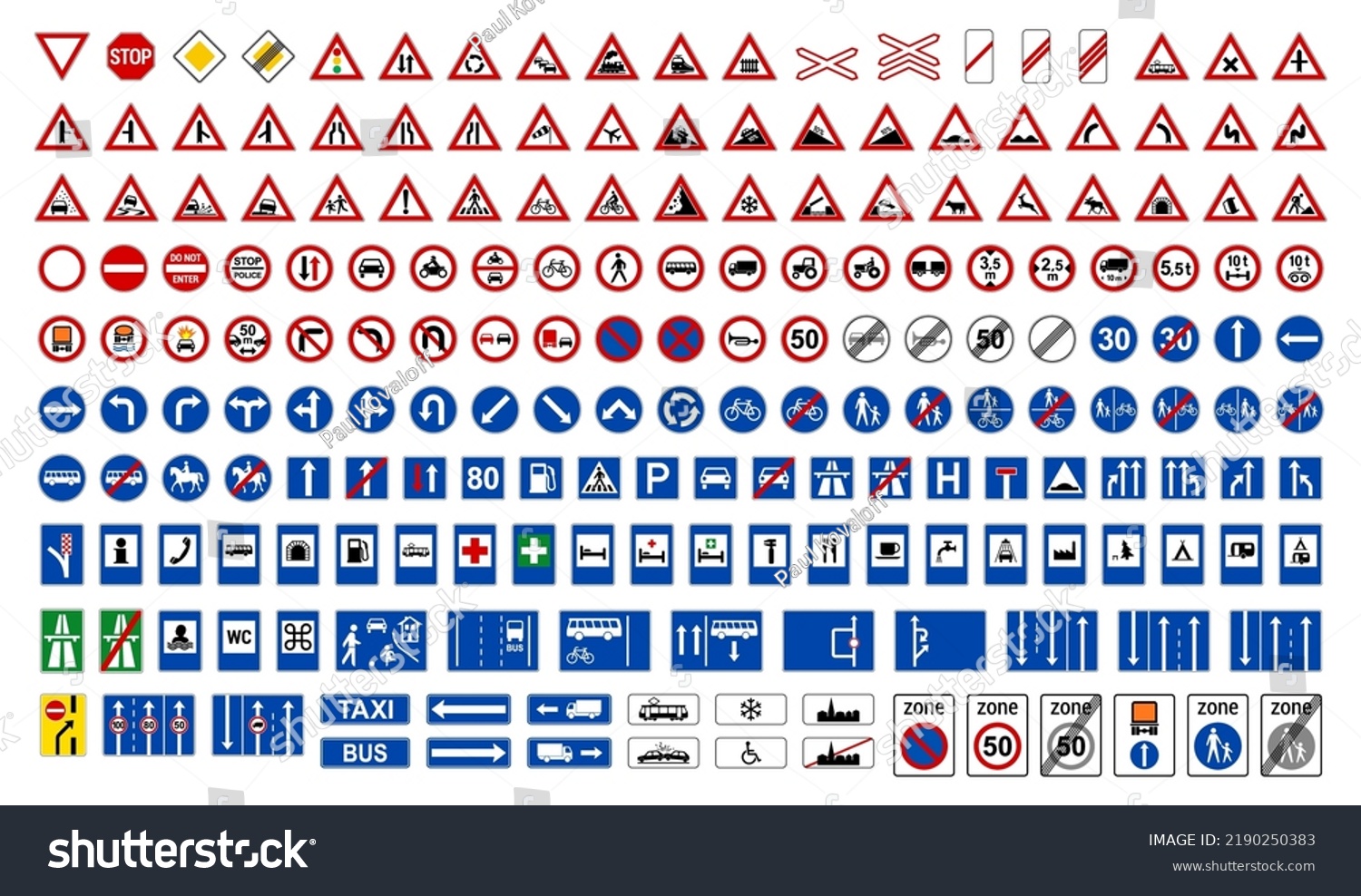 European Road Traffic Signs Set Isolated Stock Vector (royalty Free 