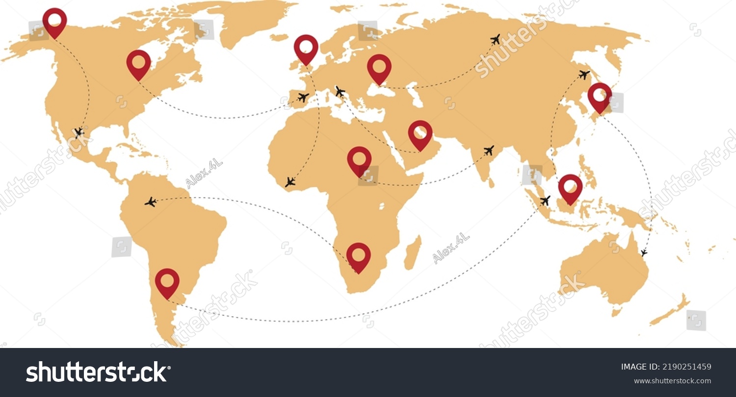 Flight Plane Map World Map Airline Stock Vector (Royalty Free ...