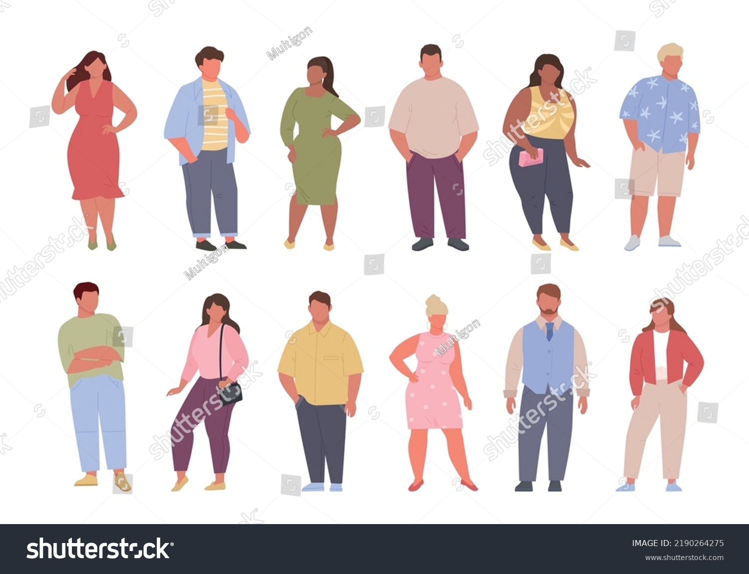 Fat People Male Female Body Positive Stock Vector (Royalty Free ...