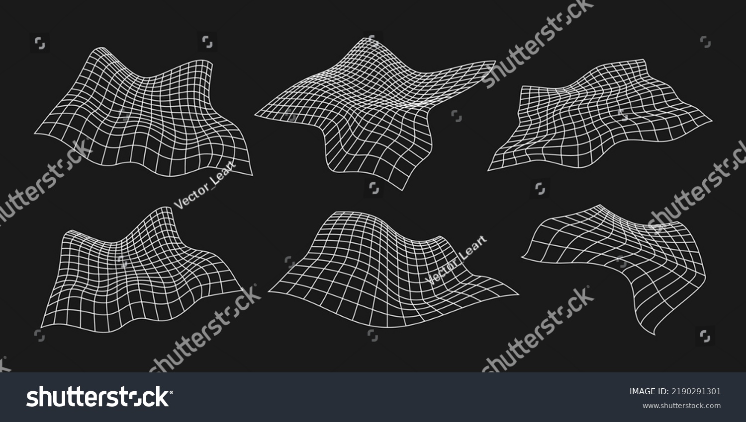 Set Cyber Distorted Grids Retro Punk Stock Vector (Royalty Free ...