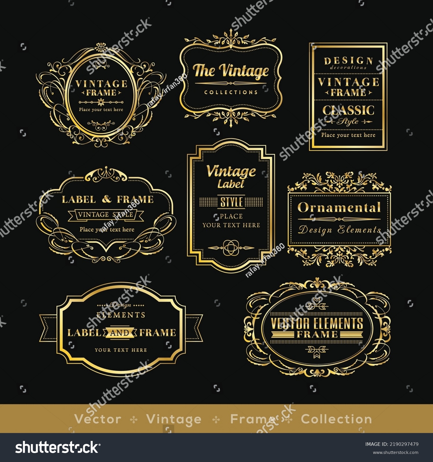 Vinage Gold Retro Logo Frame Badge Stock Vector (Royalty Free ...