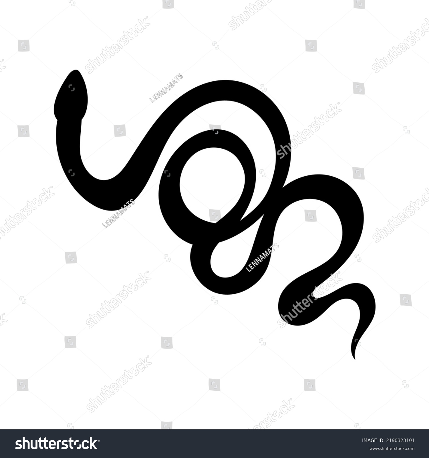 Snake Silhouette Isolated On White Background Stock Vector (Royalty ...