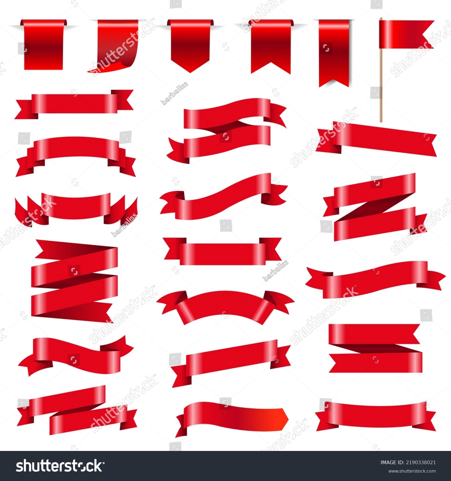 Red Ribbon Set Isolated White Background Stock Vector (Royalty Free ...