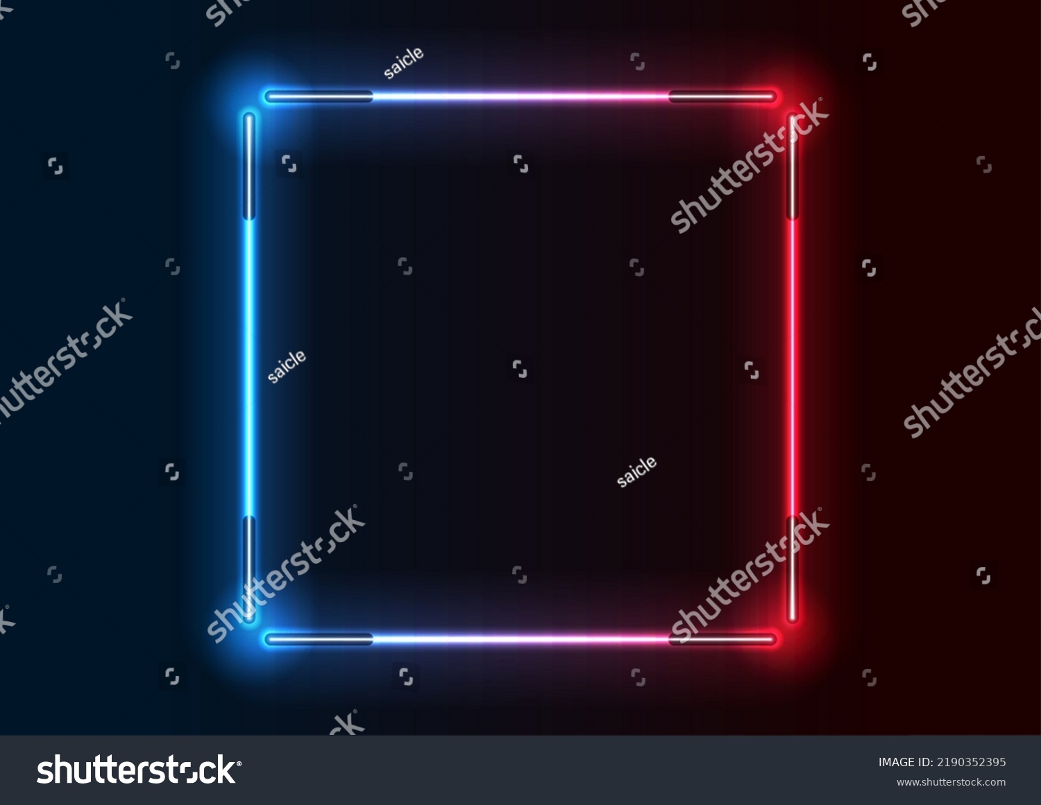 Abstract Red Blue Neon Square Frame Stock Vector (Royalty Free ...