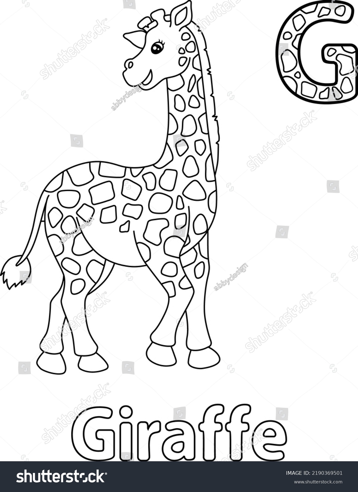 Giraffe Alphabet Abc Coloring Page G Stock Vector (Royalty Free ...