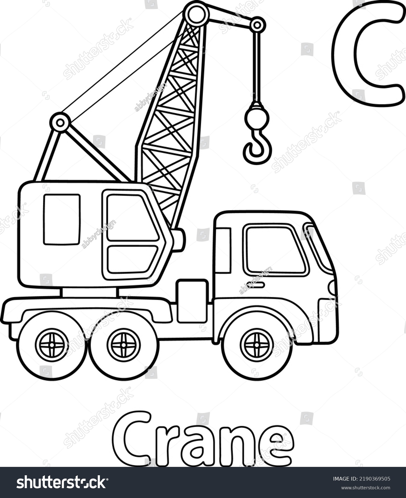 Crane Alphabet Abc Coloring Page C Stock Vector (Royalty Free ...