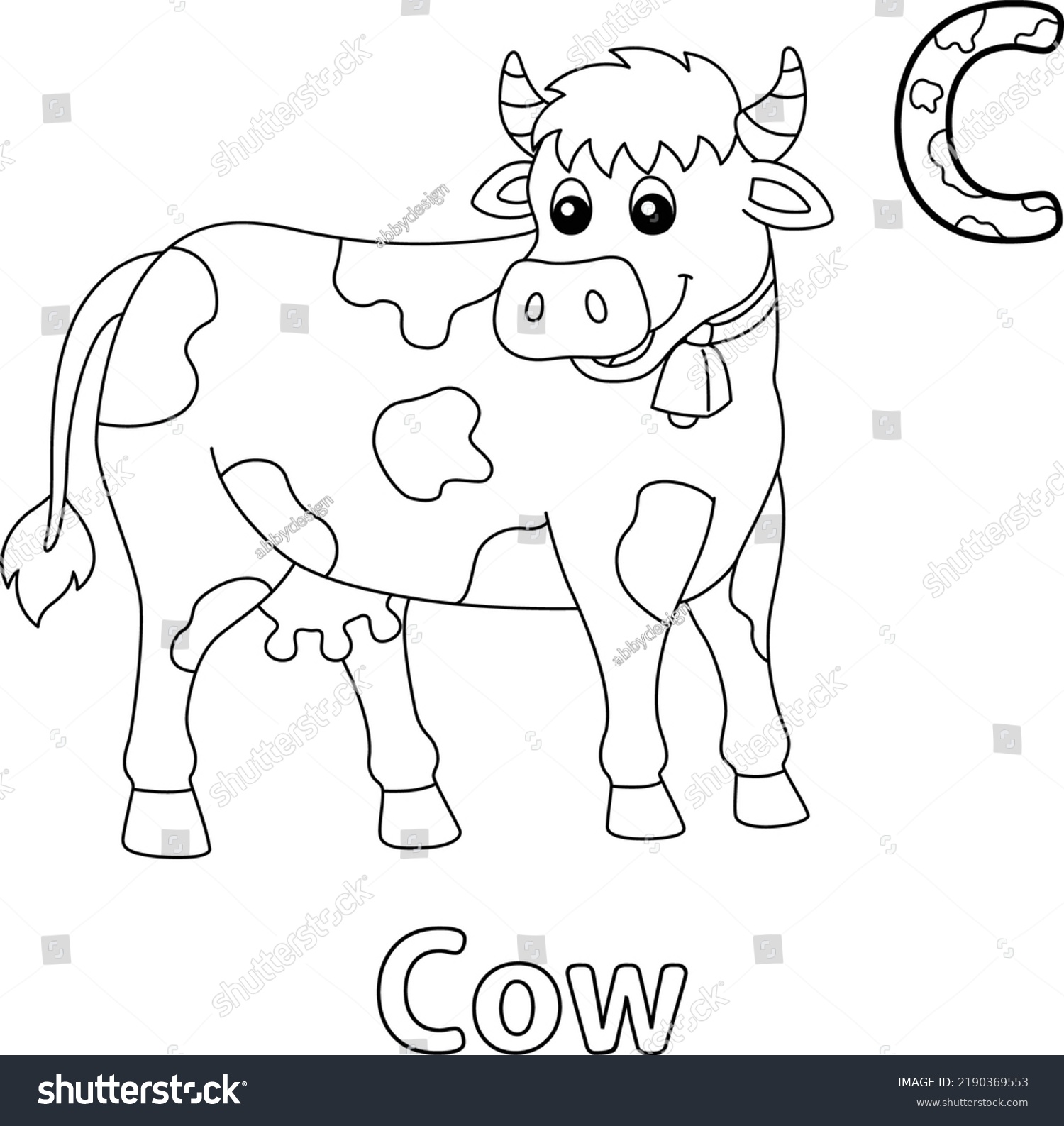 Cow Alphabet Abc Coloring Page C Stock Vector (Royalty Free) 2190369553 ...