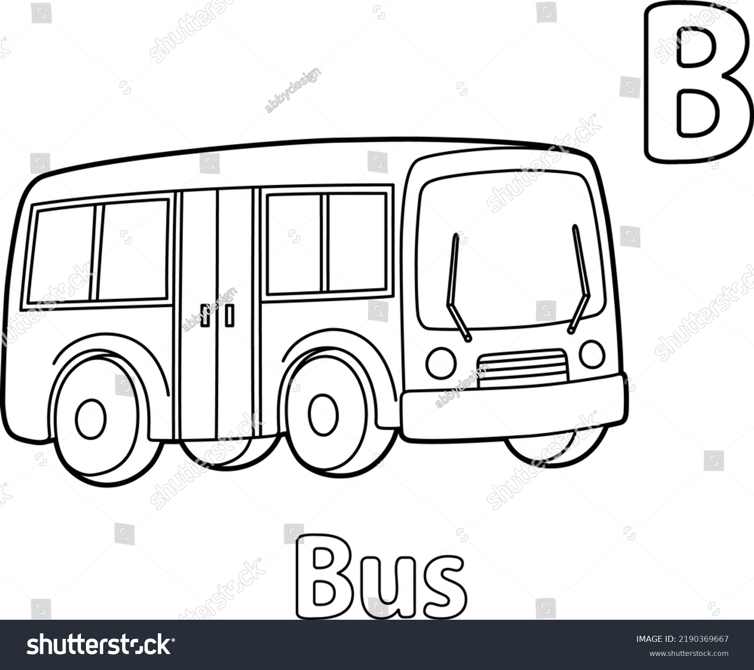 Bus Alphabet Abc Coloring Page B Stock Vector (Royalty Free) 2190369667 ...