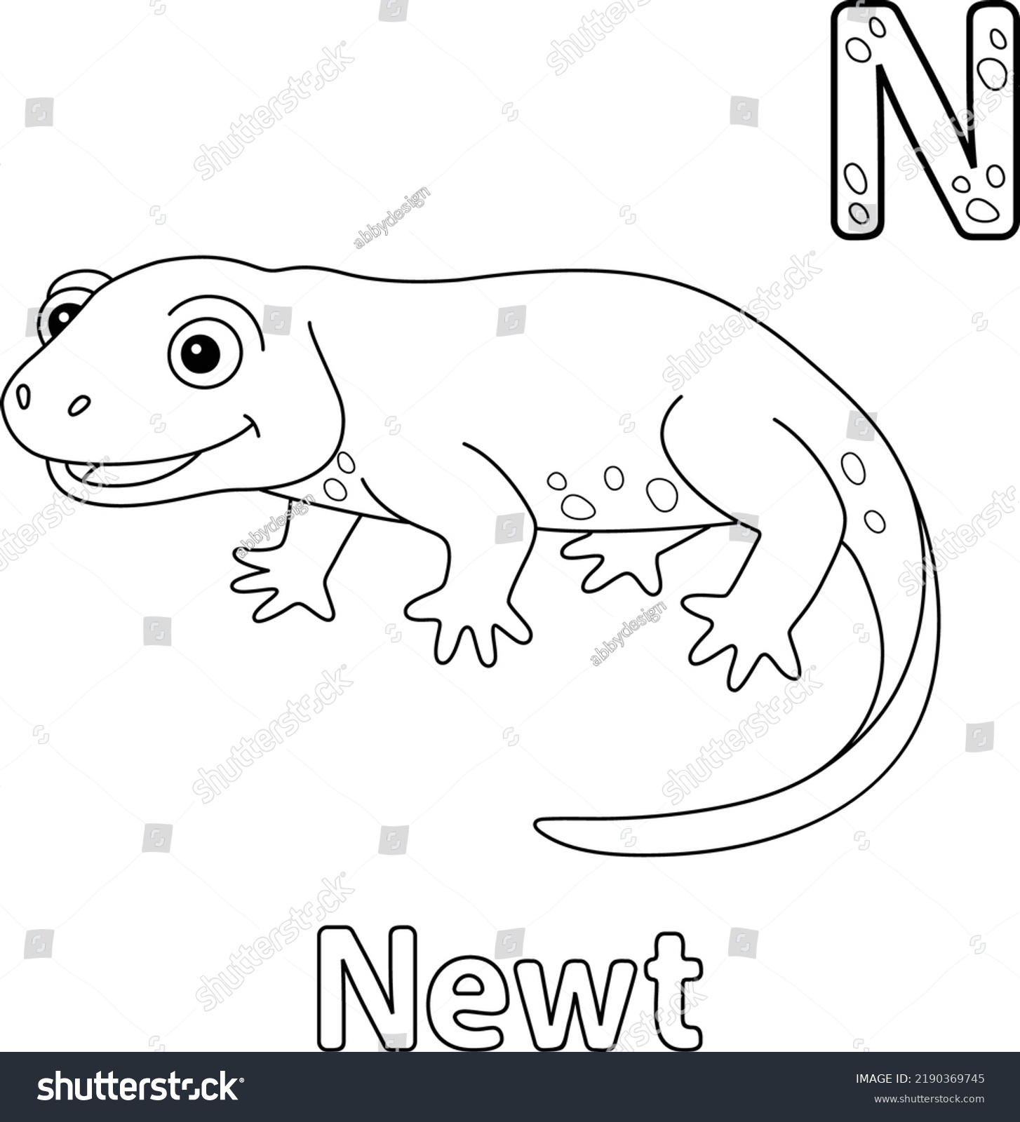 Newt Alphabet Abc Coloring Page N Stock Vector (Royalty Free ...