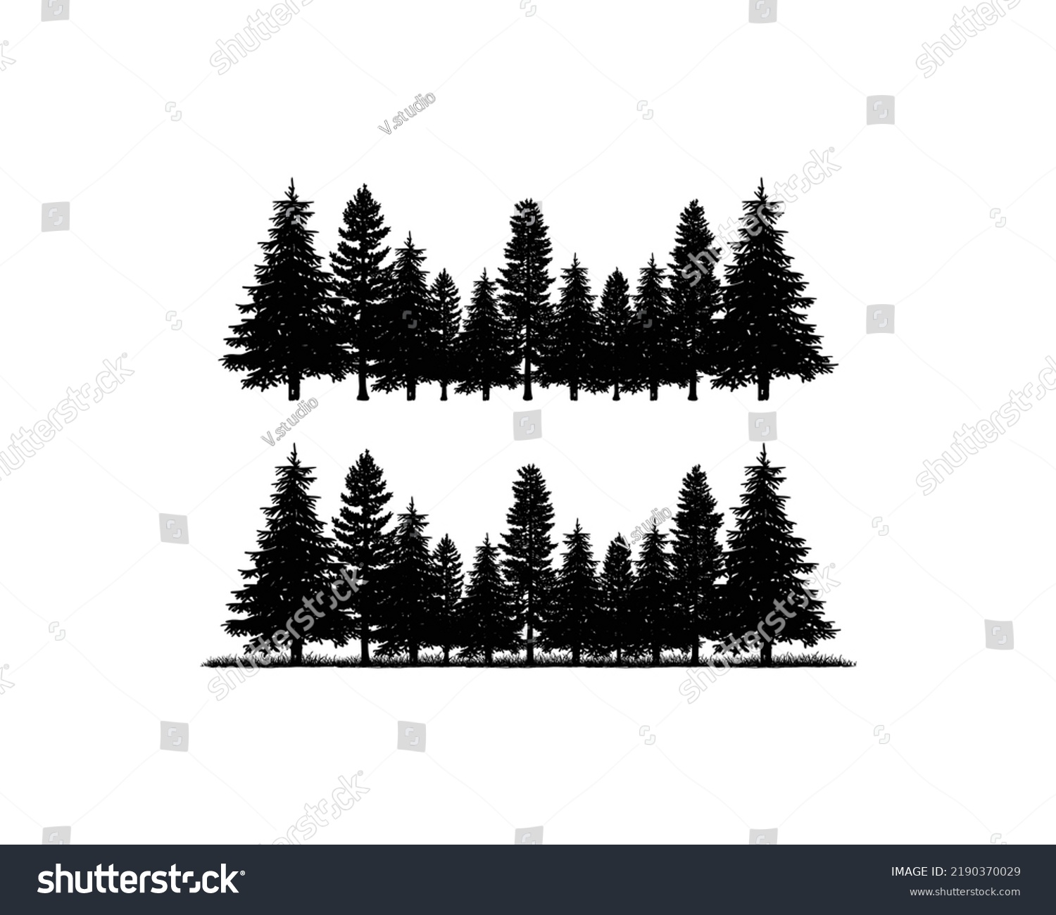 Pine Tree Vector Pine Fir Forest Stock Vector (Royalty Free) 2190370029 ...