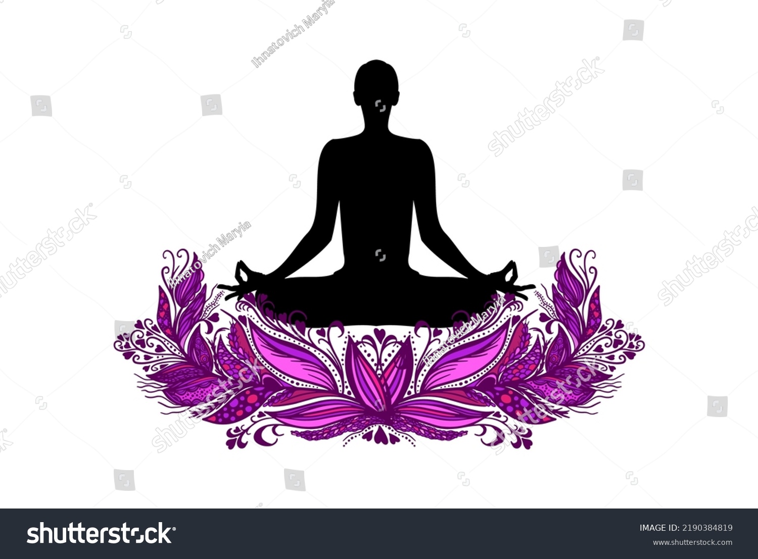 Yoga Lotus Position Silhouette Vector Shape Stock Vector (Royalty Free ...