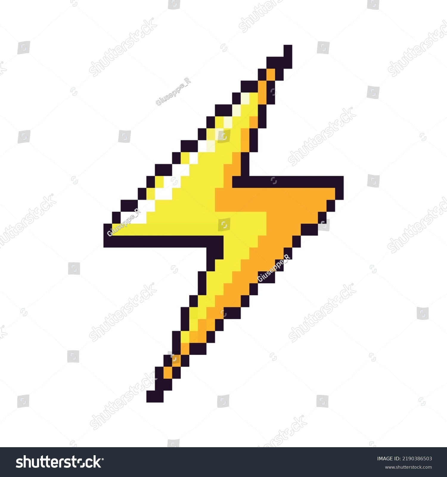 Lightning Pixel Art Icon Isolated Stock Vector (Royalty Free ...