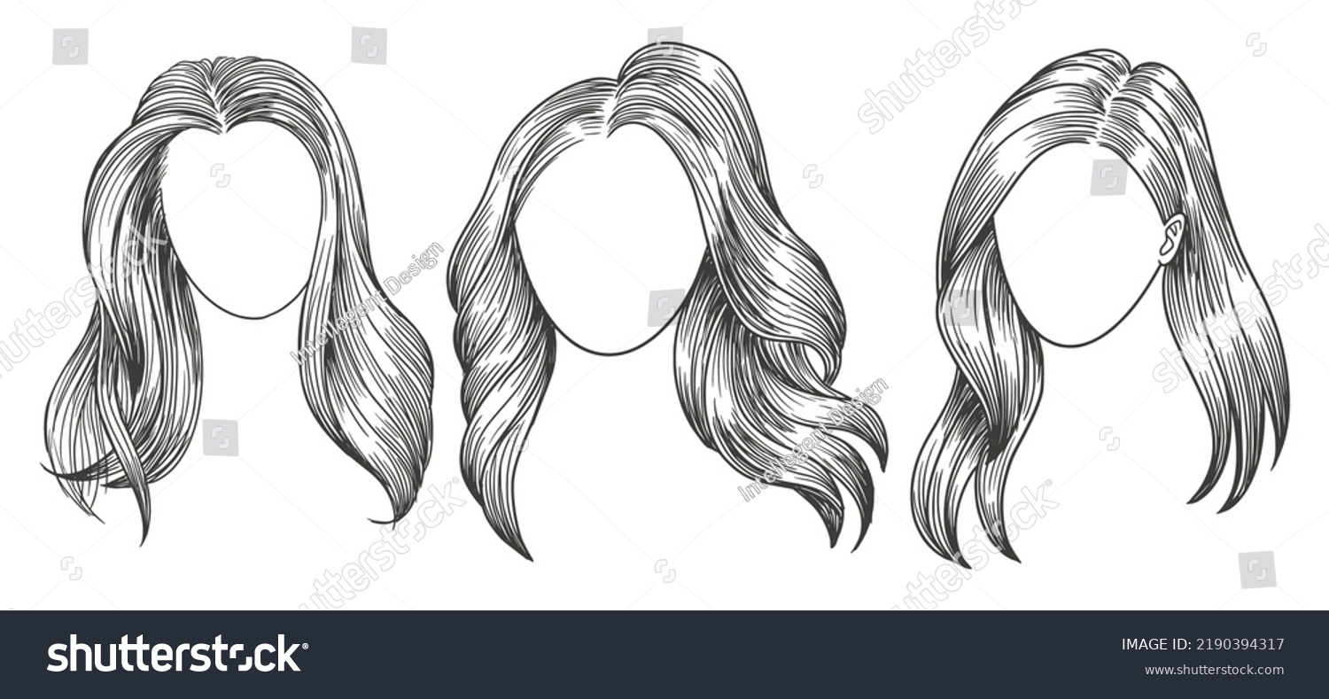 3 Set Beautiful Woman Face Girl Stock Vector (Royalty Free) 2190394317 ...