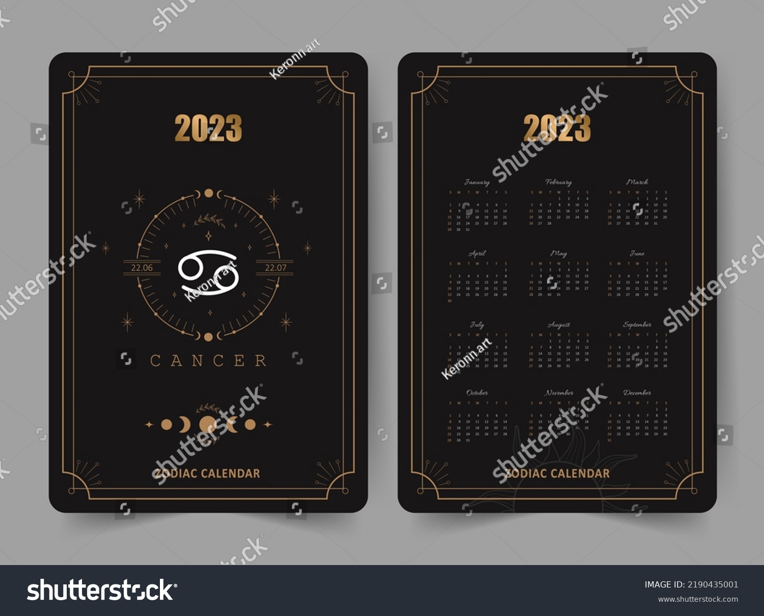 Zodiac Cancer Calendar 2023 Pocket Size Stock Vector (Royalty Free ...