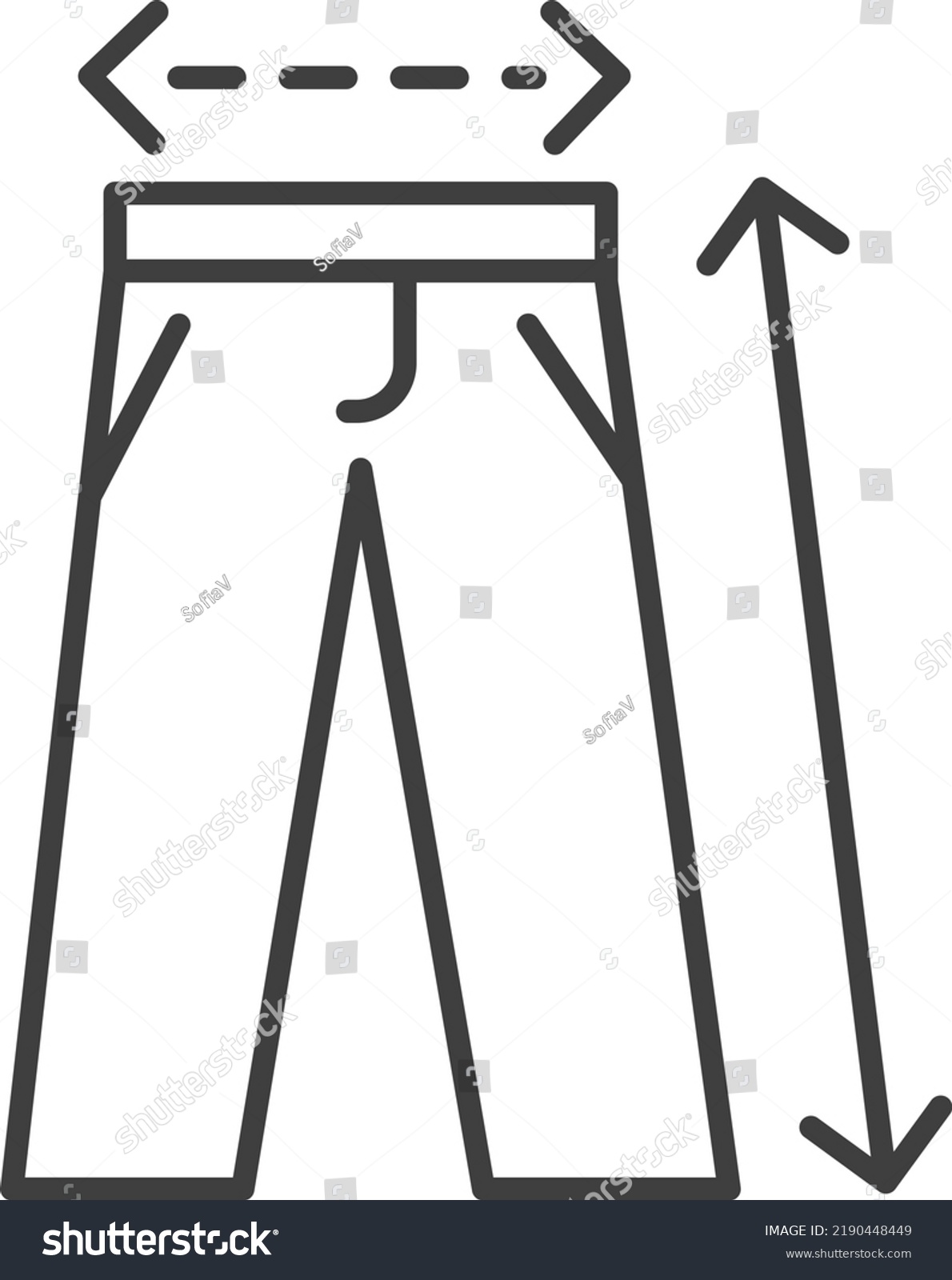 Trousers Measurement Size Chart Customers Dimensions Stock Vector ...