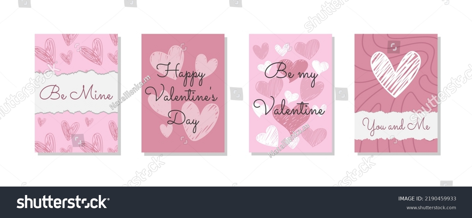 Love Day Pink Posters Hand Drawn Stock Vector (Royalty Free) 2190459933 ...