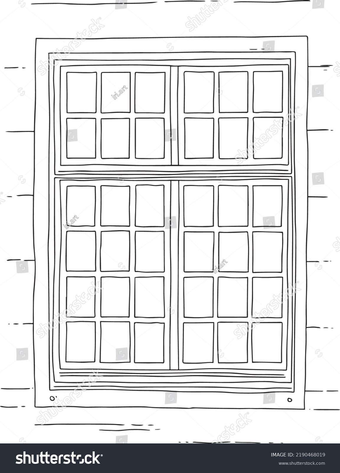 Vintage Window Vector Illustration Line Art Stock Vector (Royalty Free ...