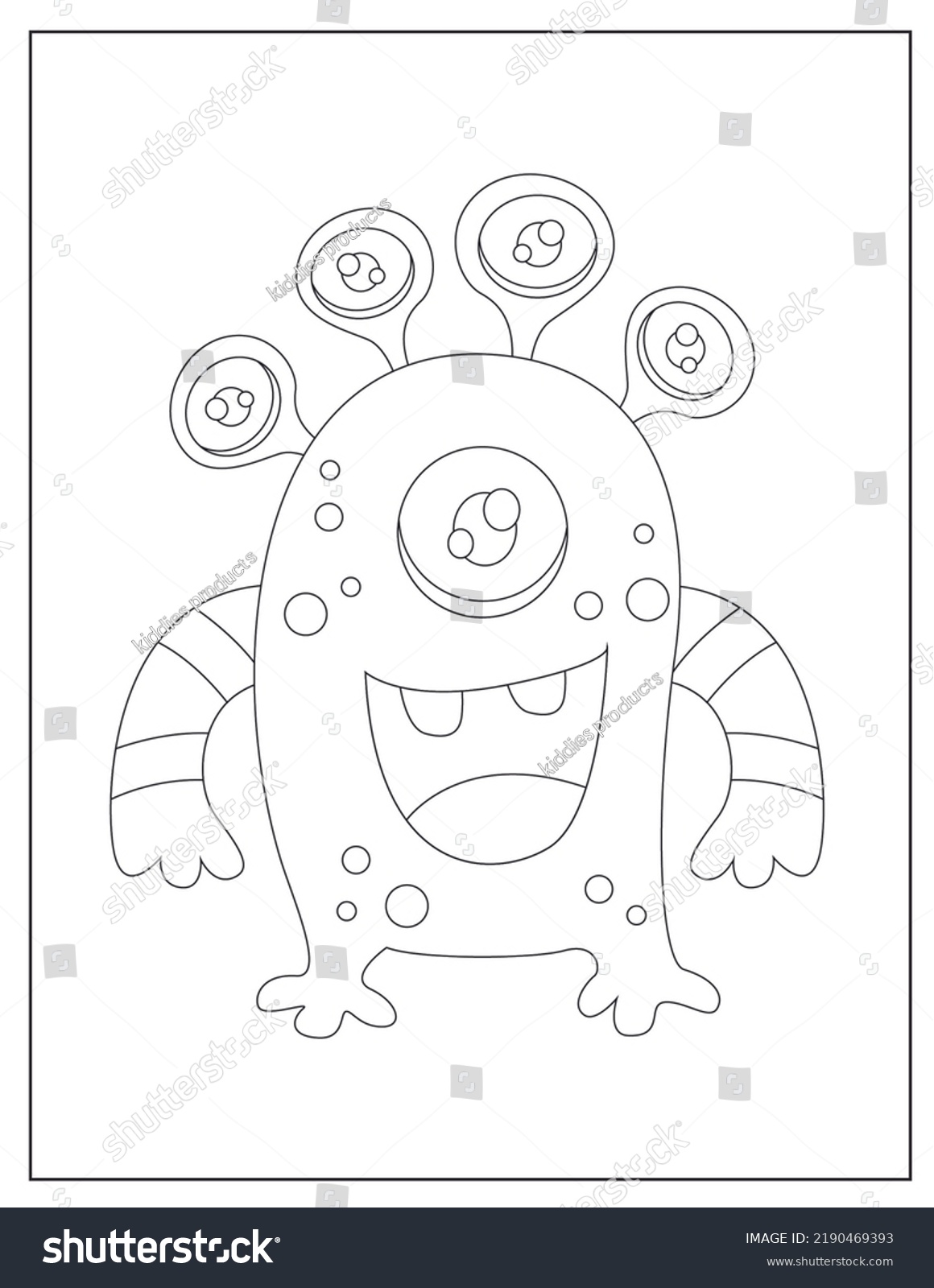 Cute Monster Coloring Pages Kids Stock Illustration 2190469393 ...