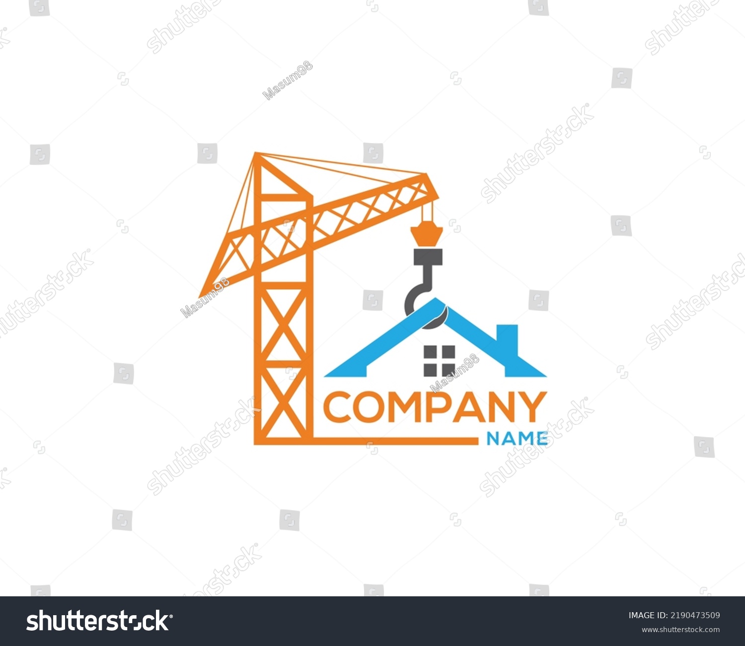 Creative Home Construction Logo Design Crane Stock Vector (Royalty Free ...