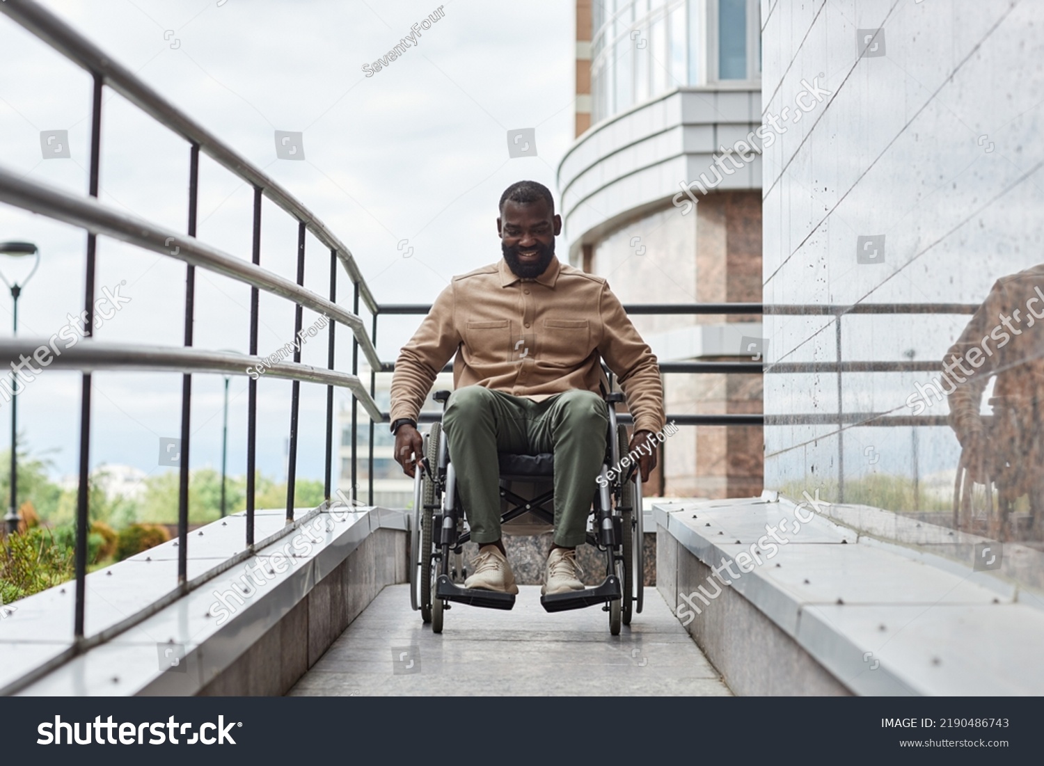 Full Length Portrait Smiling Man Disability Stock Photo 2190486743 ...