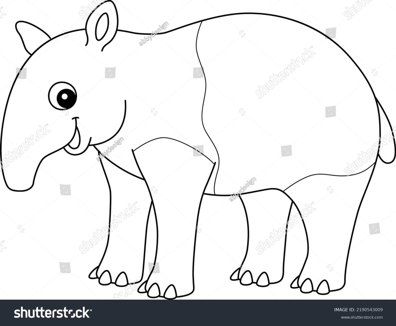 Tapir Animal Isolated Coloring Page Kids Stock Vector (Royalty Free