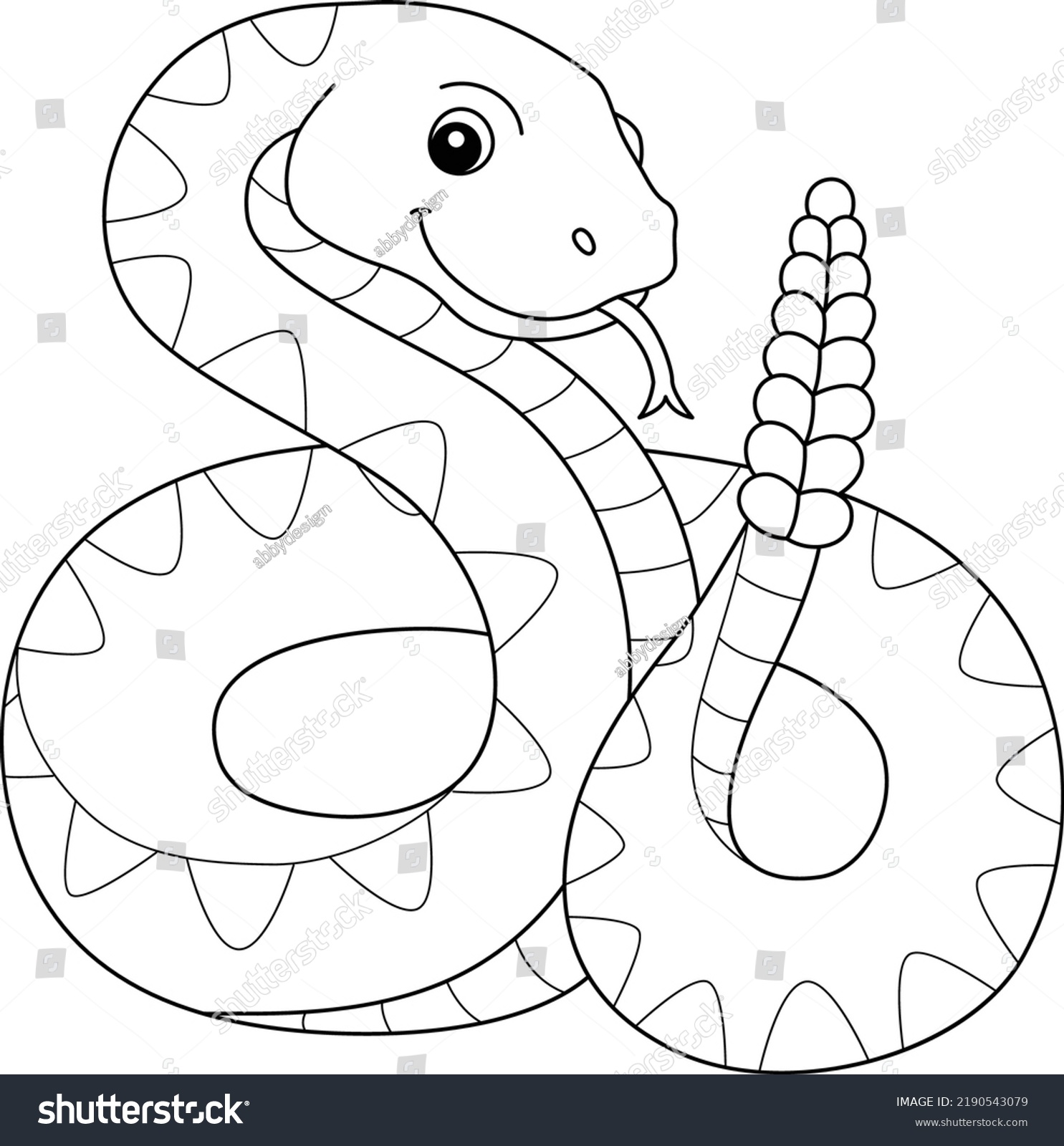 Rattlesnake Animal Isolated Coloring Page Kids Stock Vector (Royalty ...