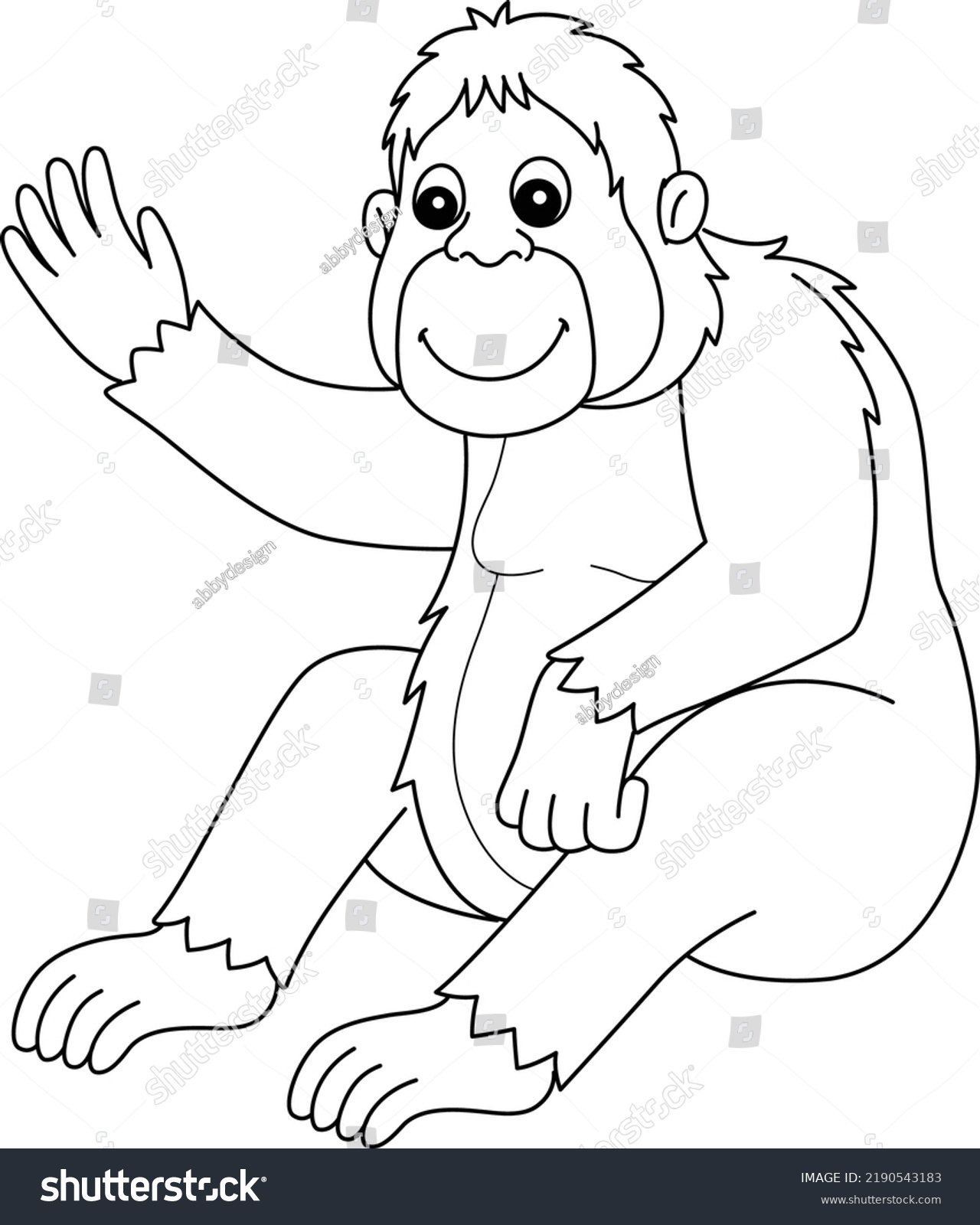 Orangutan Animal Isolated Coloring Page Kids Stock Vector (Royalty Free ...