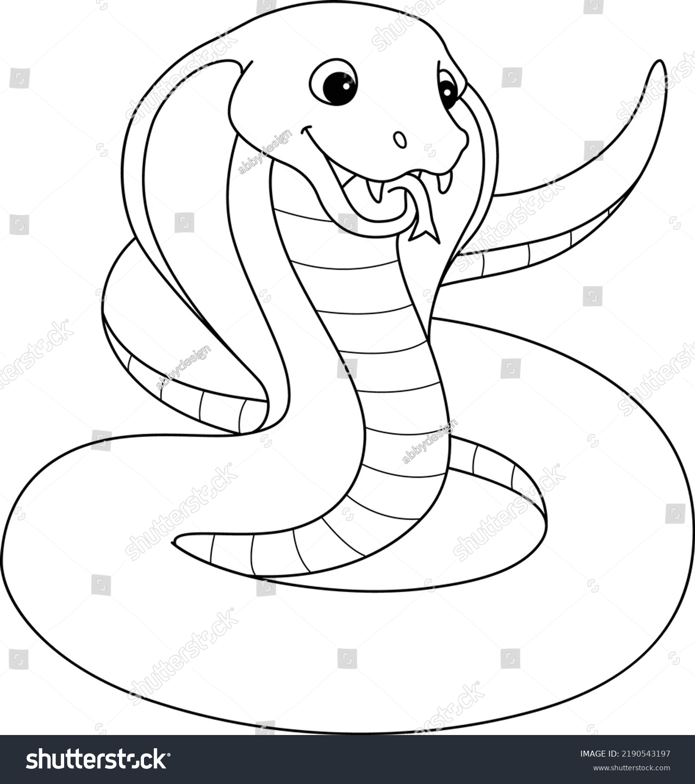 Cobra Animal Isolated Coloring Page Kids Stock Vector (Royalty Free ...