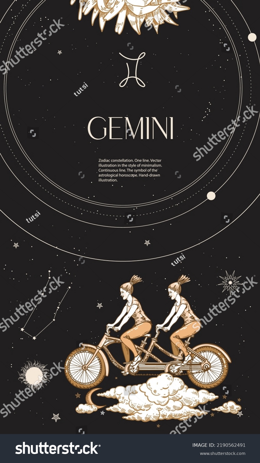 Zodiac Constellation Gemini Black Background Constellations Stock ...