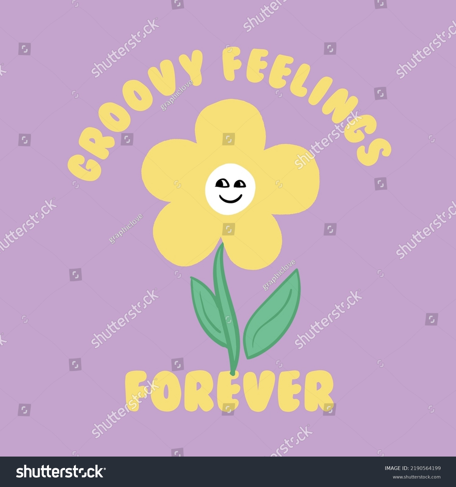 Groovy Retro Flowers Slogan Stock Vector (Royalty Free) 2190564199 ...