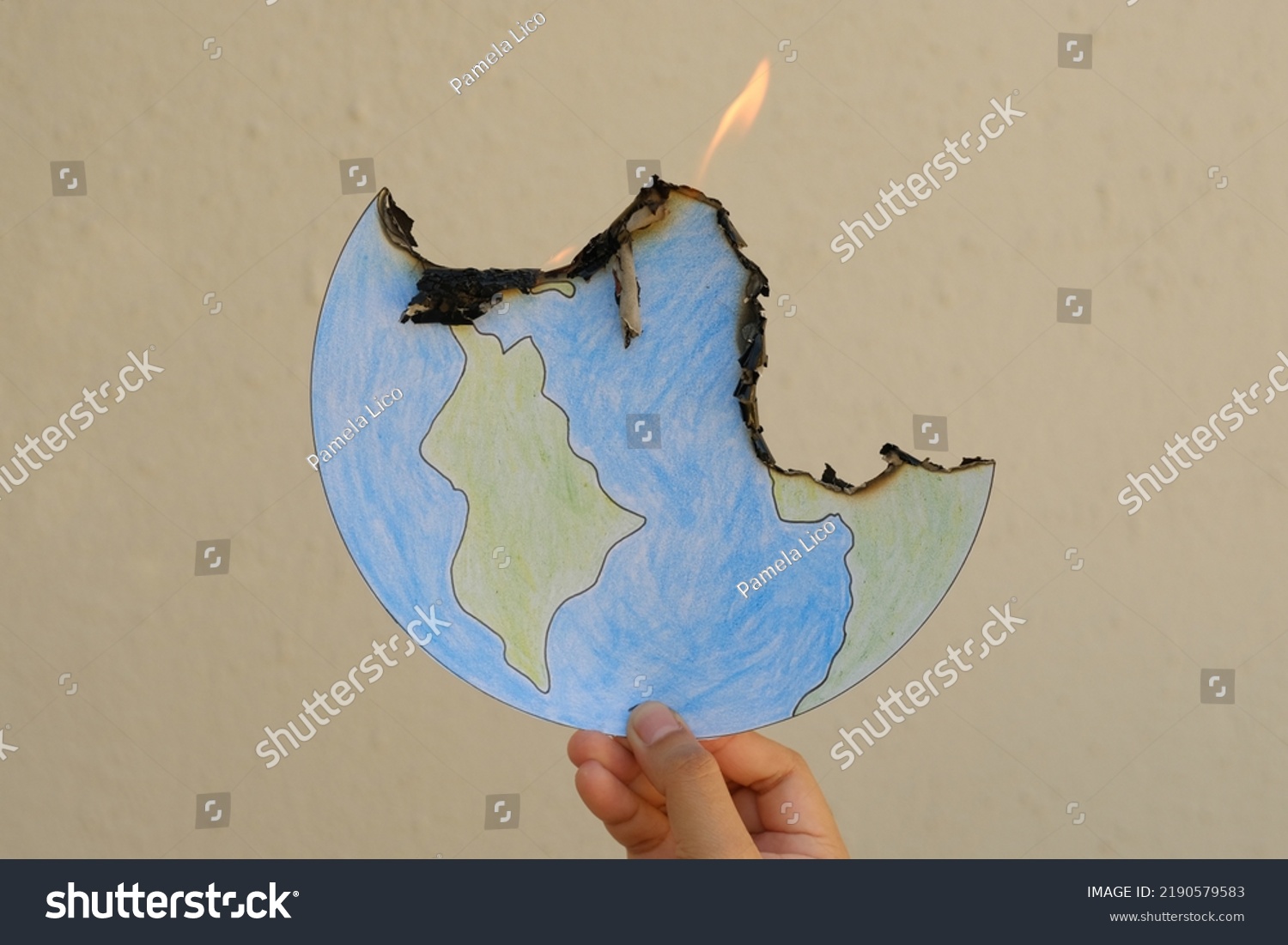 Drawing Earth On Fire Planet Burning Stock Photo 2190579583 | Shutterstock