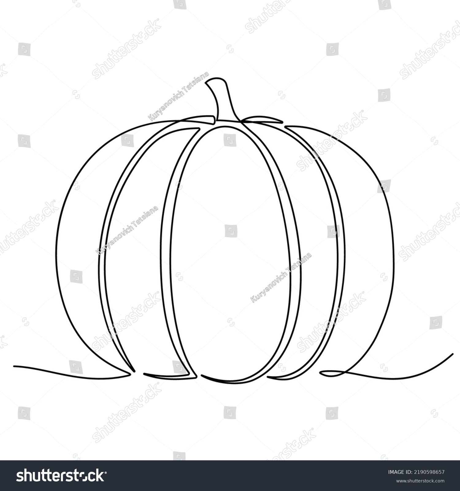 Continuous Line Drawing Pumpkin Vector Illustration Stock Vector ...