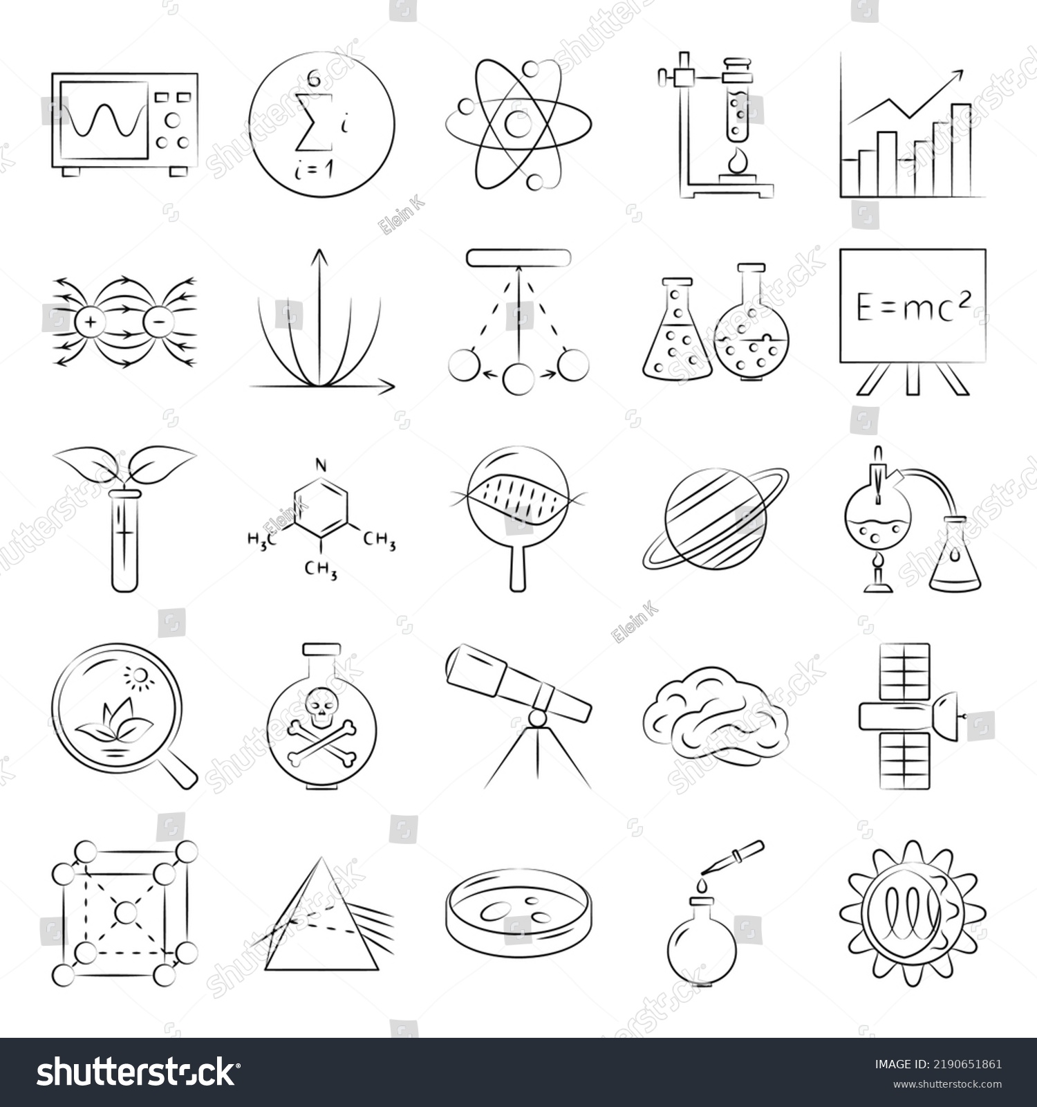 Science Icon Set Hand Drawn Style Stock Vector (Royalty Free ...